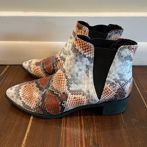 Faux Snakeskin Tan Booties